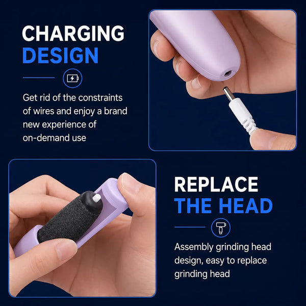 Electric Pedicure Foot File Callus Remover – Rechargeable Foot Care Tool