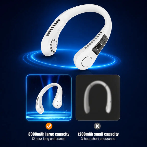 Premium Bladeless Neck Fan – 3000mAh Battery