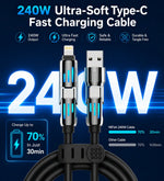 mFish 240W Ultra-Fast 4-in-1 Universal Charging Cable