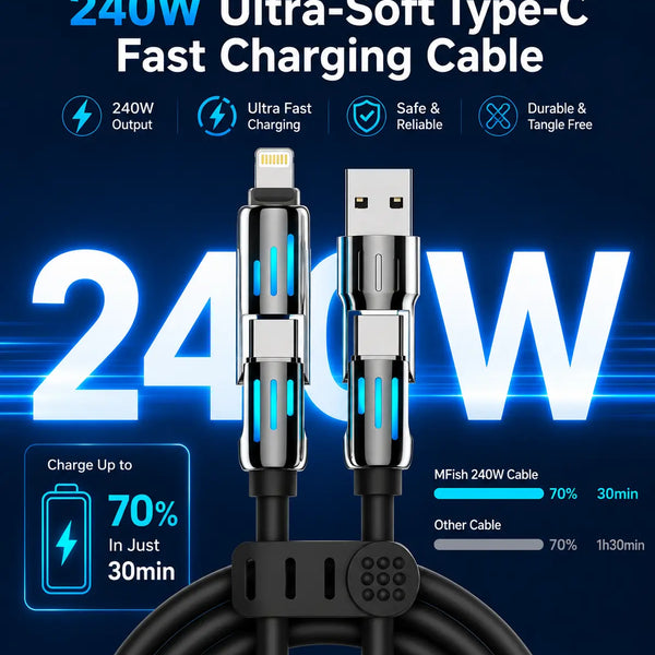 mFish 240W Ultra-Fast 4-in-1 Universal Charging Cable