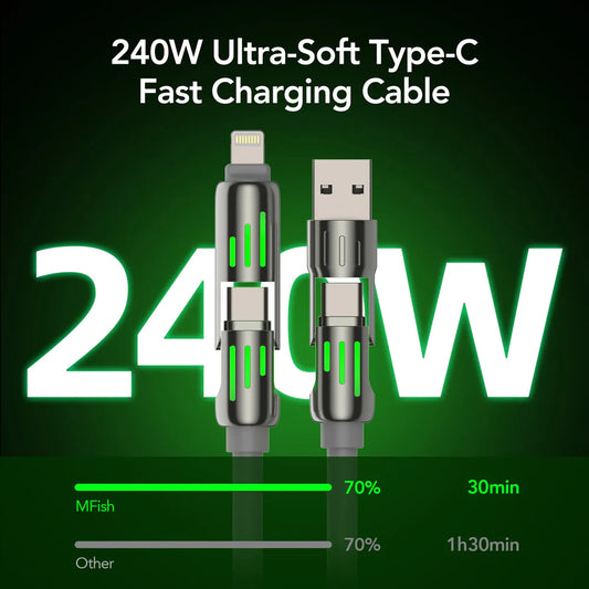 mFish 240W Ultra-Fast 4-in-1 Universal Charging Cable